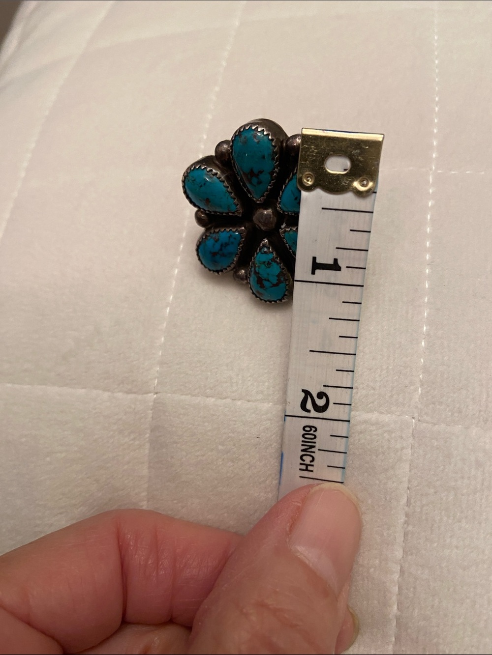 Vintage Native American Turquoise Cluster Flower Ring - Picture 7 of 10